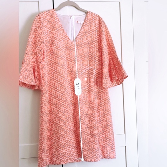 Jude Connally Orange and white bell sleeve dress size medium - Picture 6 of 6